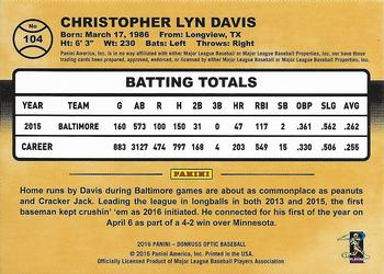 2016 Donruss Optic - Holo #104 Chris Davis Back