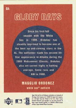 2001 Upper Deck Vintage - Glory Days #G4 Magglio Ordonez  Back
