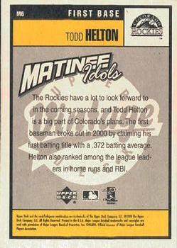 2001 Upper Deck Vintage - Matinee Idols #M6 Todd Helton  Back