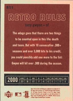 2001 Upper Deck Vintage - Retro Rules #R11 Tony Gwynn  Back