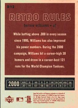 2001 Upper Deck Vintage - Retro Rules #R12 Bernie Williams  Back