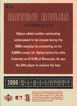 2001 Upper Deck Vintage - Retro Rules #R13 Cal Ripken Jr.  Back