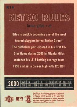 2001 Upper Deck Vintage - Retro Rules #R14 Brian Giles  Back