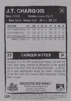 2016 Choice Rochester Red Wings #06 J.T. Chargois Back