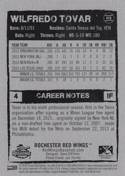 2016 Choice Rochester Red Wings #19 Wilfredo Tovar Back