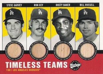 2001 Upper Deck Vintage - Timeless Teams Combos #LA81 Steve Garvey / Ron Cey / Dusty Baker / Bill Russell Front