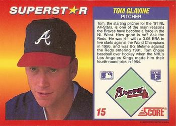 1992 Score 100 Superstars #15 Tom Glavine Back