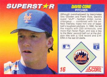1992 Score 100 Superstars #16 David Cone Back