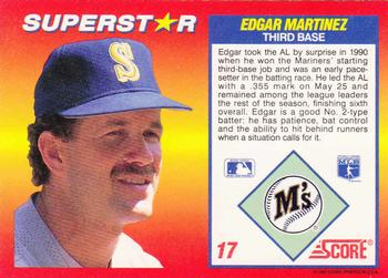 1992 Score 100 Superstars #17 Edgar Martinez Back