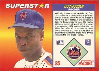 1992 Score 100 Superstars #25 Doc Gooden Back