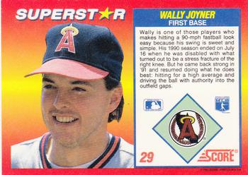 1992 Score 100 Superstars #29 Wally Joyner Back