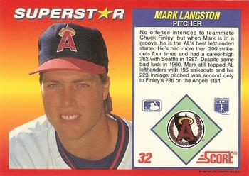 1992 Score 100 Superstars #32 Mark Langston Back