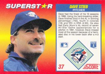 1992 Score 100 Superstars #37 Dave Stieb Back