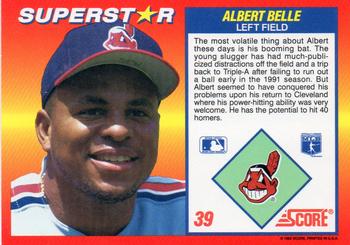 1992 Score 100 Superstars #39 Albert Belle Back