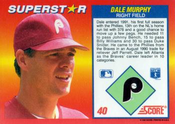 1992 Score 100 Superstars #40 Dale Murphy Back