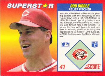 1992 Score 100 Superstars #41 Rob Dibble Back