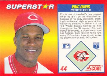 1992 Score 100 Superstars #44 Eric Davis Back