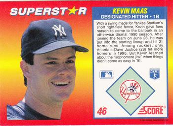 1992 Score 100 Superstars #46 Kevin Maas Back