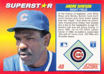 1992 Score 100 Superstars #48 Andre Dawson Back