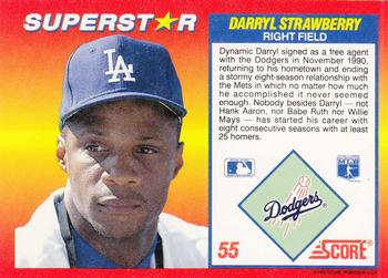 1992 Score 100 Superstars #55 Darryl Strawberry Back