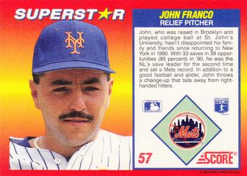 1992 Score 100 Superstars #57 John Franco Back