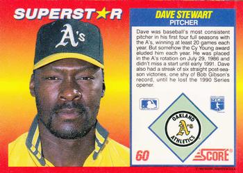 1992 Score 100 Superstars #60 Dave Stewart Back