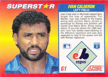1992 Score 100 Superstars #61 Ivan Calderon Back