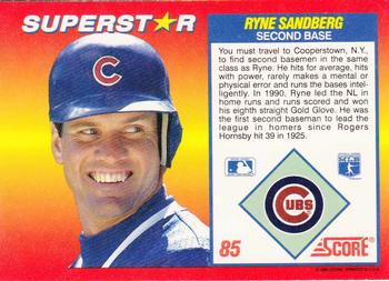 1992 Score 100 Superstars #85 Ryne Sandberg Back