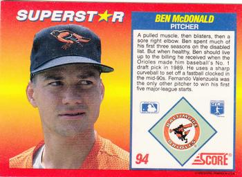 1992 Score 100 Superstars #94 Ben McDonald Back