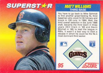 1992 Score 100 Superstars #95 Matt Williams Back