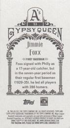 2011 Topps Gypsy Queen - Mini Box Variations #53 Jimmie Foxx Back