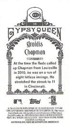 2011 Topps Gypsy Queen - Mini Box Variations #98 Aroldis Chapman Back