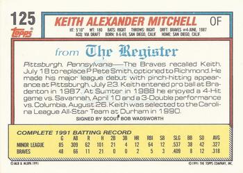 1992 Topps Major League Debut 1991 #125 Keith Mitchell Back