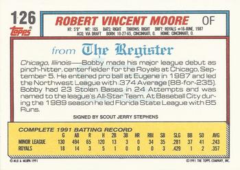 1992 Topps Major League Debut 1991 #126 Bobby Moore Back
