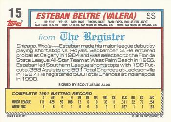 1992 Topps Major League Debut 1991 #15 Esteban Beltre Back