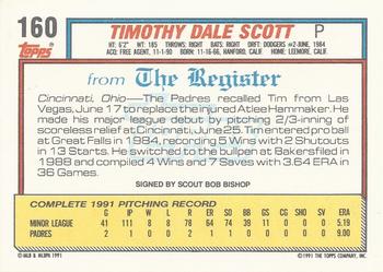 1992 Topps Major League Debut 1991 #160 Tim Scott Back
