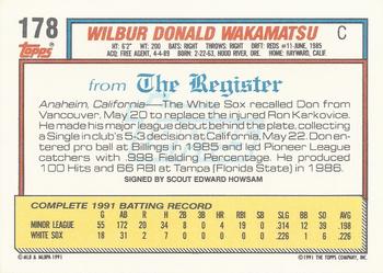 1992 Topps Major League Debut 1991 #178 Don Wakamatsu Back