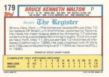 1992 Topps Major League Debut 1991 #179 Bruce Walton Back