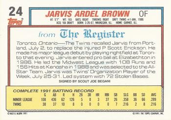 1992 Topps Major League Debut 1991 #24 Jarvis Brown Back