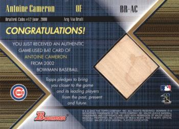 2002 Bowman - Game-Used Relics #BR-AC Antoine Cameron Back