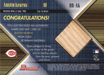 2002 Bowman - Game-Used Relics #BR-AK Austin Kearns Back