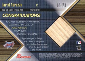 2002 Bowman - Game-Used Relics #BR-JA1 Jared Abruzzo Back