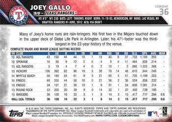 2016 Topps Chrome - Prism Refractor #36 Joey Gallo Back