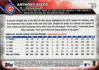 2016 Topps Chrome - Prism Refractor #87 Anthony Rizzo Back