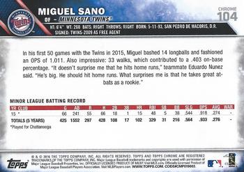 2016 Topps Chrome - Prism Refractor #104 Miguel Sano Back