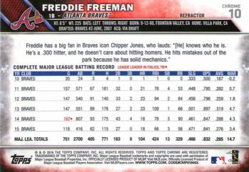 2016 Topps Chrome - Refractor #10 Freddie Freeman Back