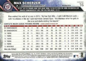 2016 Topps Chrome - Refractor #16 Max Scherzer Back