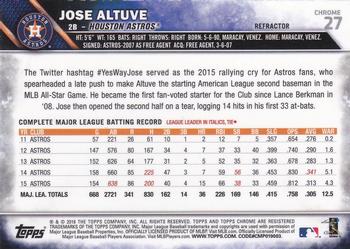 2016 Topps Chrome - Refractor #27 Jose Altuve Back