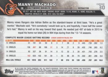 2016 Topps Chrome - Refractor #30 Manny Machado Back