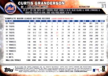 2016 Topps Chrome - Refractor #31 Curtis Granderson Back